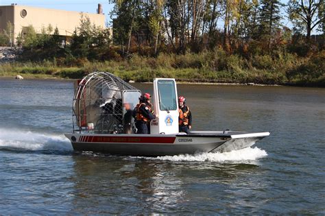 Red Deer Emergency Services conducting water rescue training .